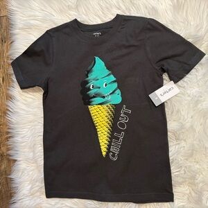 Carter’s Kids Boys Graphic Tee Ice Cream Cone Chill Out Gray Short Sleeve 8 NWT